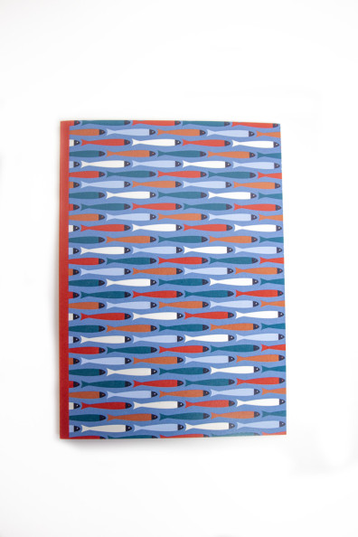 Red notebook made in France with sardine pattern | Mousqueton