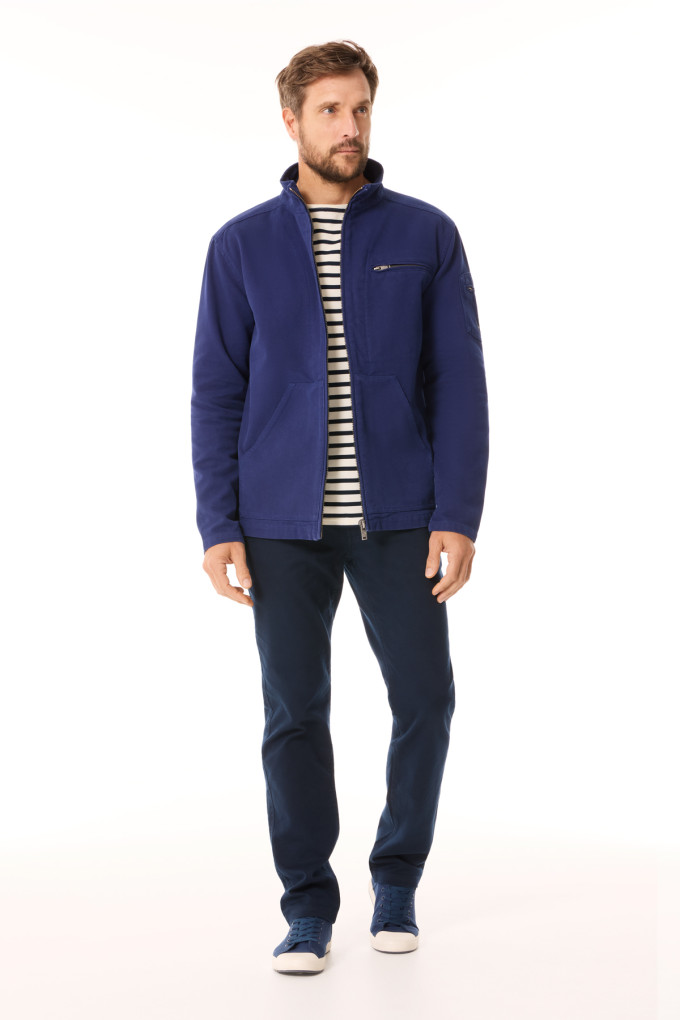 Veste zippée homme en toile canva bleu regate | Mousqueton
