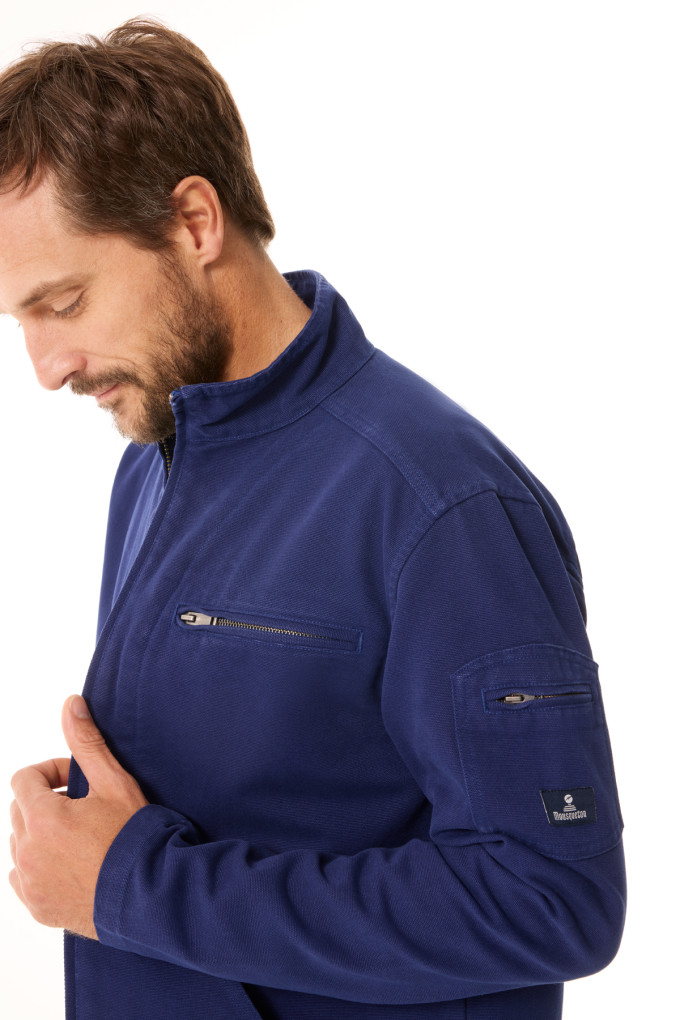 Veste zippée homme en toile canva bleu regate | Mousqueton