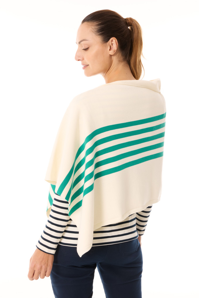 Poncho bicolore Femme vert jade | Mousqueton