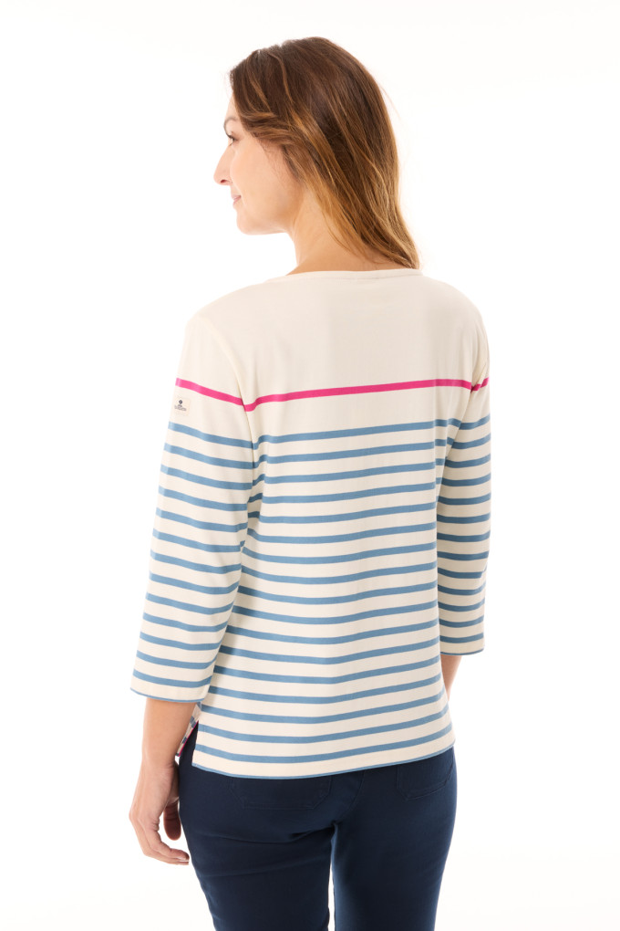 Marinière manches 3/4 Femme bleu et rose | Mousqueton