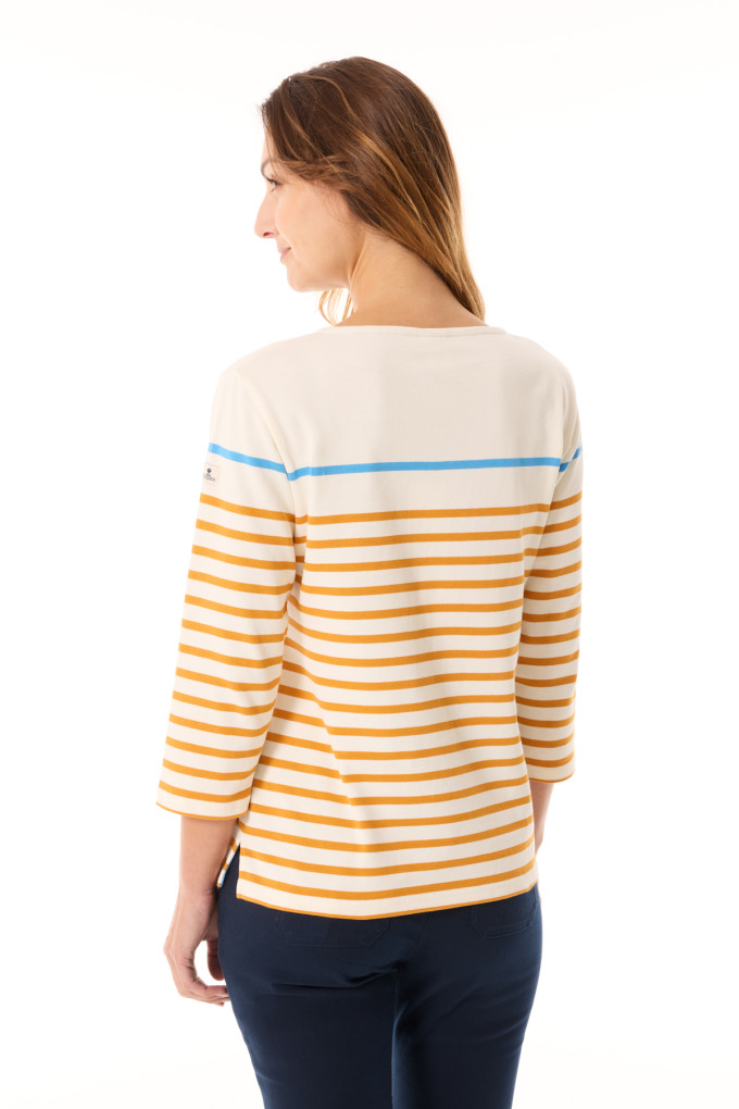 Marinière manches 3/4 Femme jaune et bleu | Mousqueton