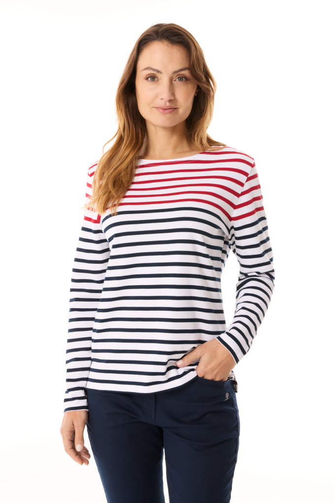Marinière manches longues bicolore marine et rouge | Mousqueton