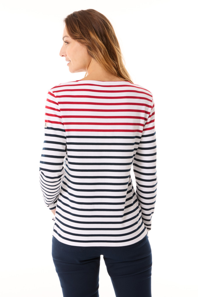 Marinière manches longues bicolore marine et rouge | Mousqueton