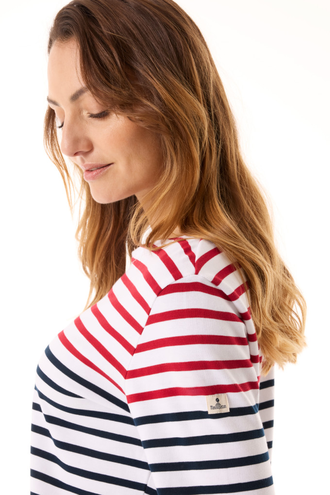 Marinière manches longues bicolore marine et rouge | Mousqueton