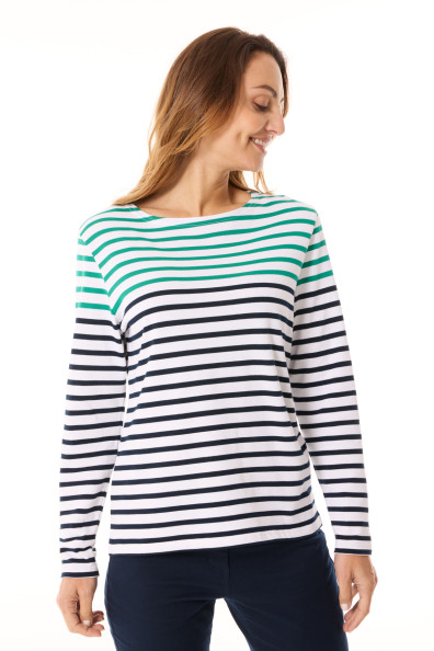 Marinière manches longues bicolore marine et vert | Mousqueton