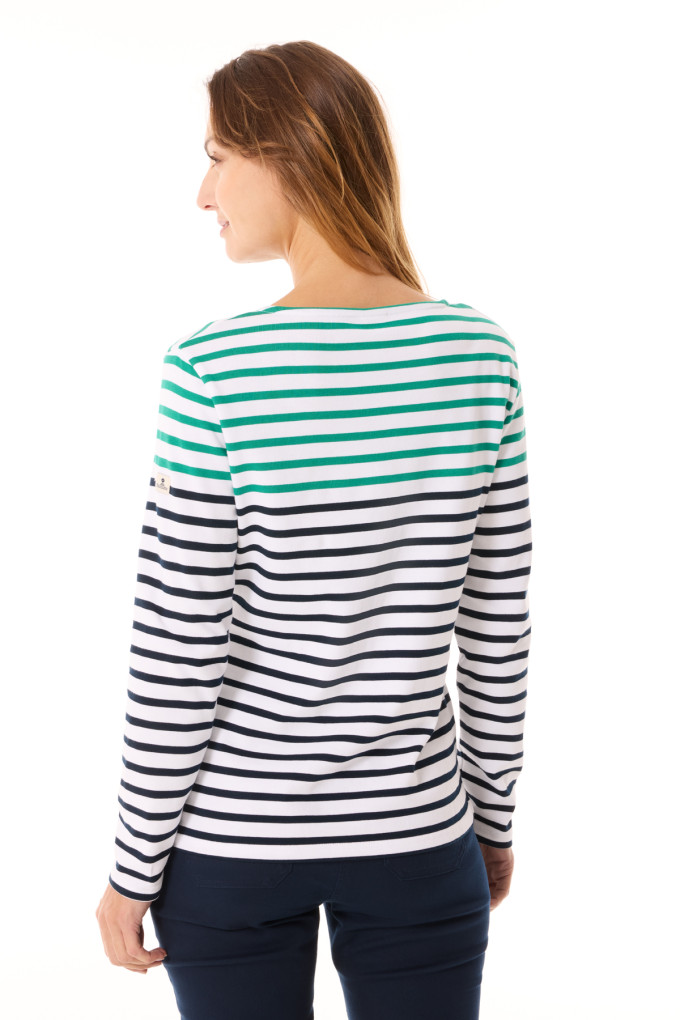 Marinière manches longues bicolore marine et vert | Mousqueton