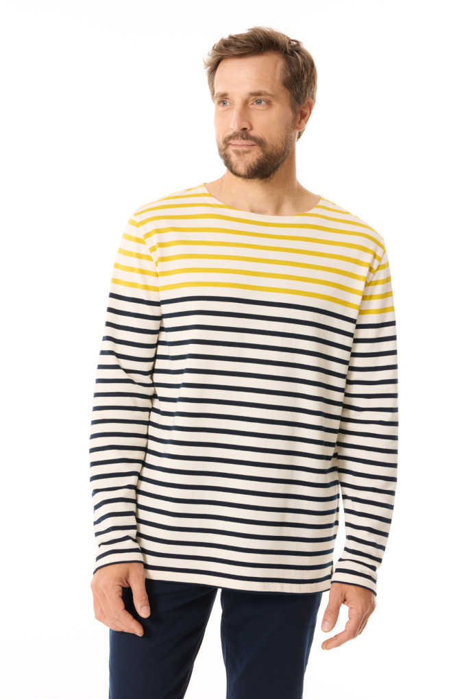 Marinière manches longues Homme bicolore marine et jaune | Mousqueton
