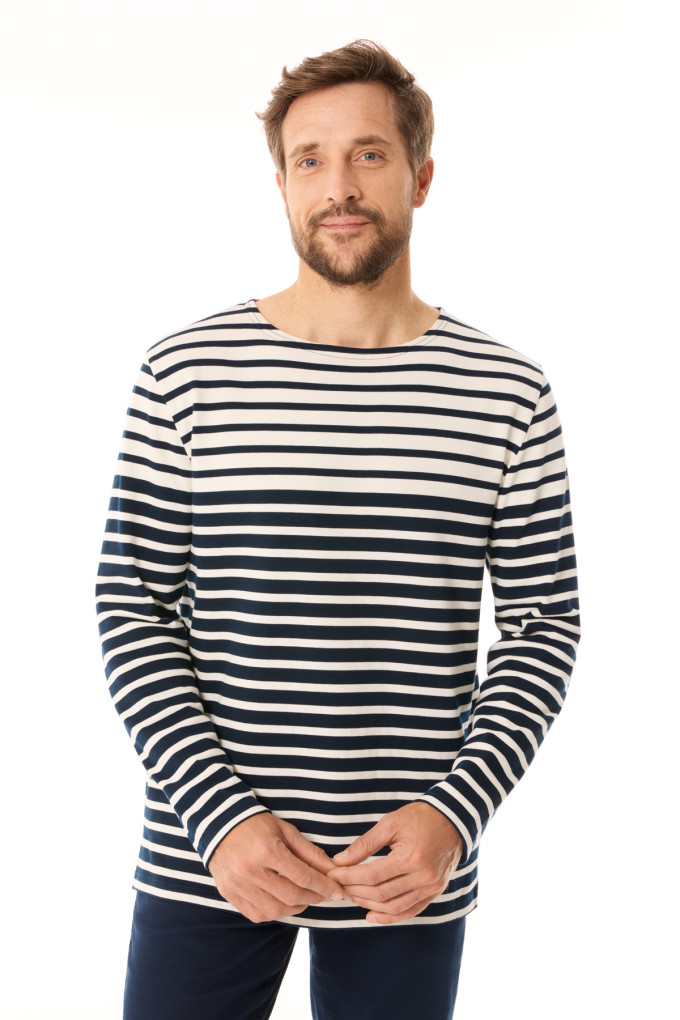 Marinière manches longues Homme bicolore marine | Mousqueton