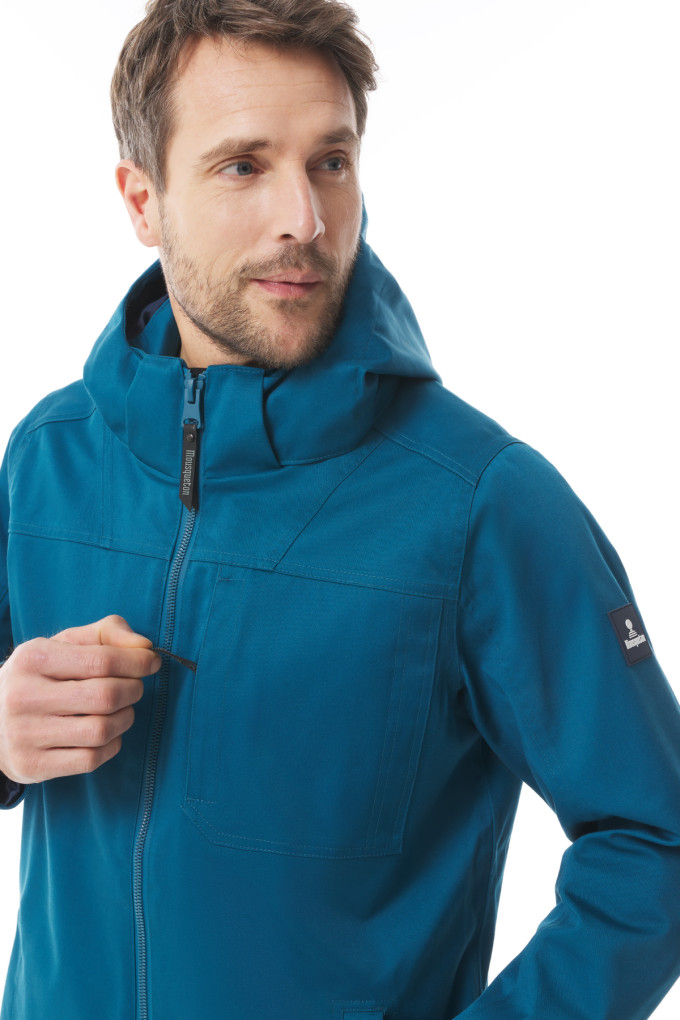 Parka imperméable mi-saison homme bleu abysse | Mousqueton
