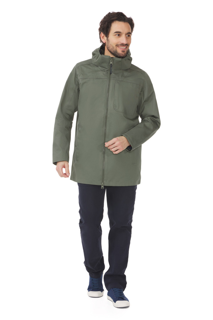 Parka imperméable mi-saison homme vert kaki | Mousqueton