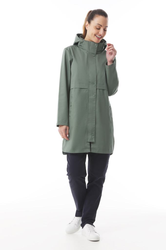 Parka imperméable mi-saison femme vert kaki | Mousqueton