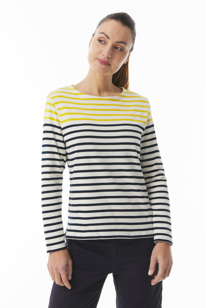 Marinière manches longues bicolore marine et jaune  | Mousqueton