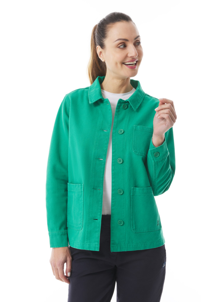 Veste de travail femme en toile de coton vert jade | Mousqueton
