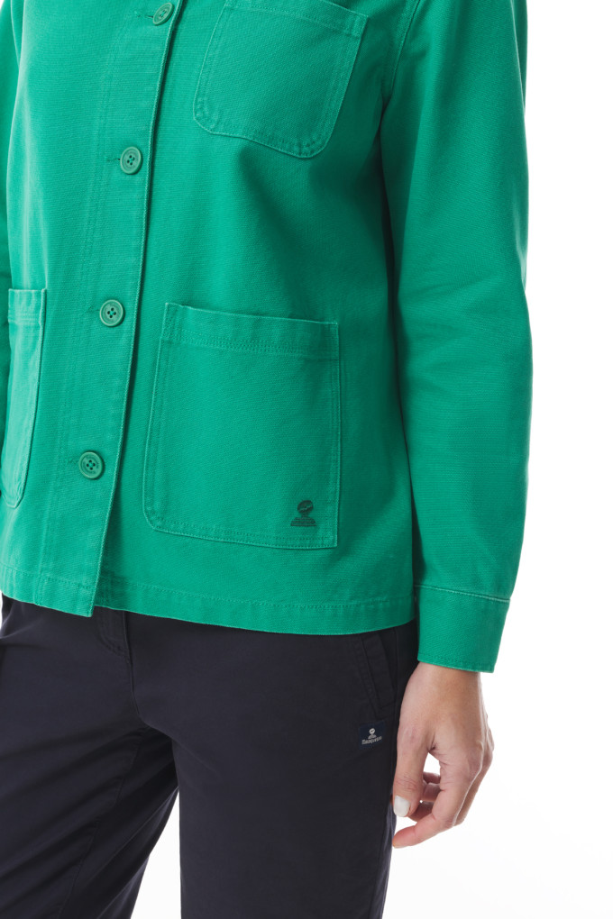 Veste de travail femme en toile de coton vert jade | Mousqueton