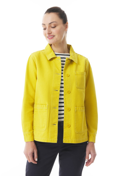 Veste de travail femme en toile de coton jaune miel | Mousqueton
