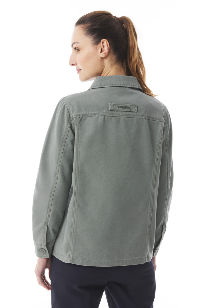 Veste de travail femme en toile de coton vert kaki | Mousqueton