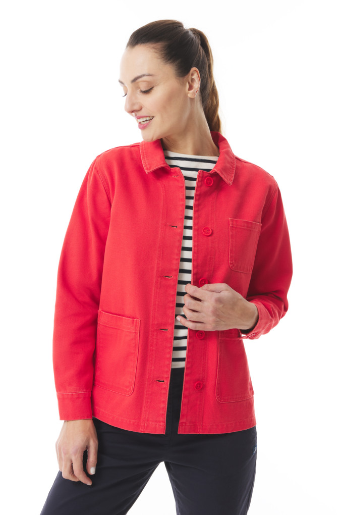 Veste de travail femme en toile de coton rouge piment | Mousqueton