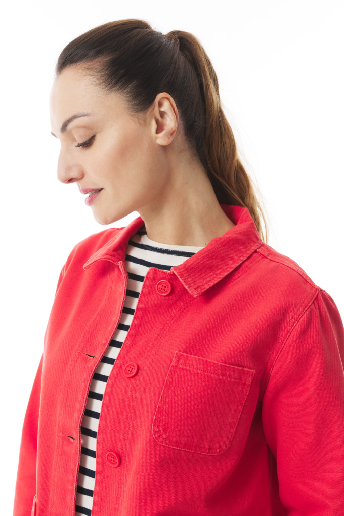 Veste de travail femme en toile de coton rouge piment | Mousqueton