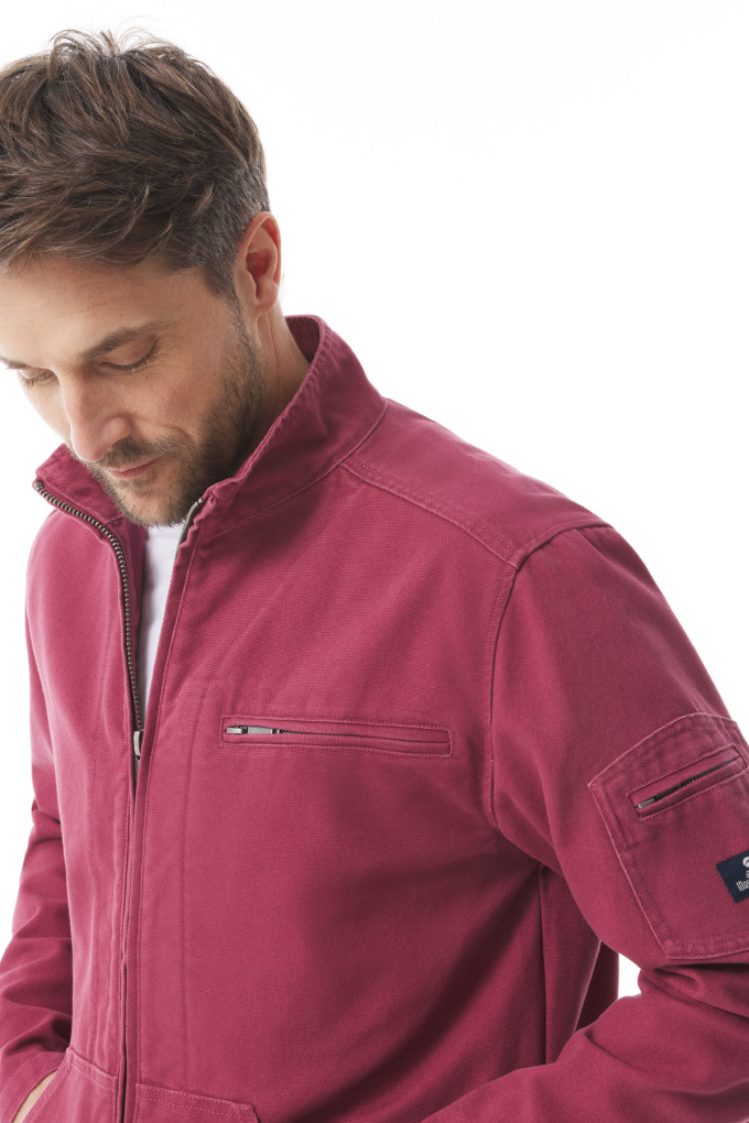 Veste zippée homme en toile canva rouge brique | Mousqueton