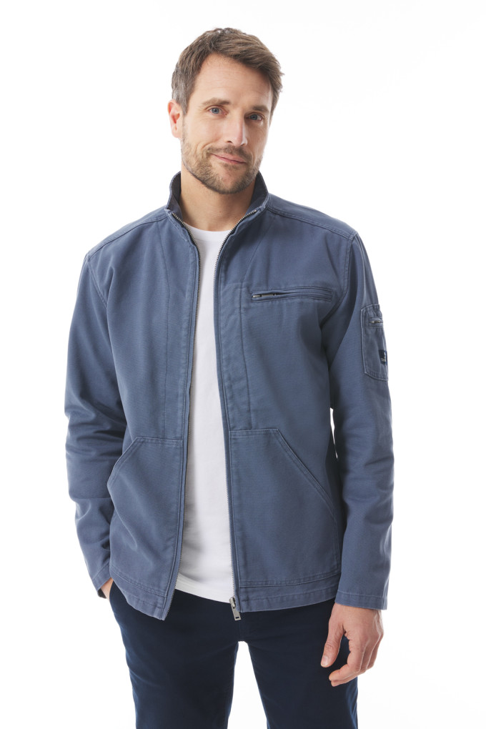 Veste zippée homme en toile canva gris chardon | Mousqueton