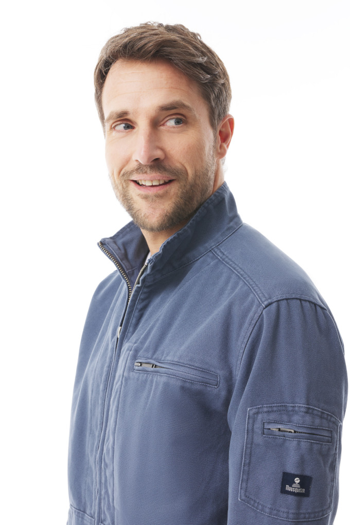Veste zippée homme en toile canva gris chardon | Mousqueton
