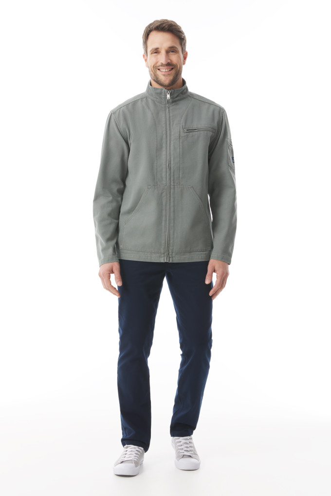 Veste zippée homme en toile canva vert kaki | Mousqueton