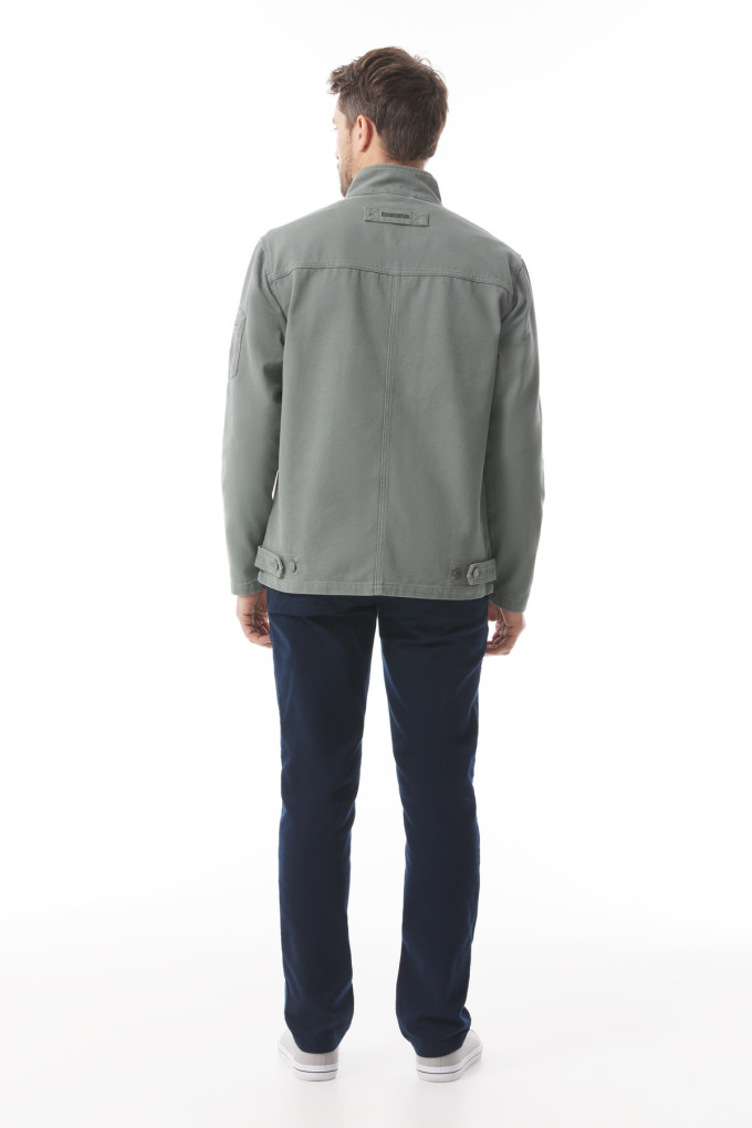 Veste zippée homme en toile canva vert kaki | Mousqueton