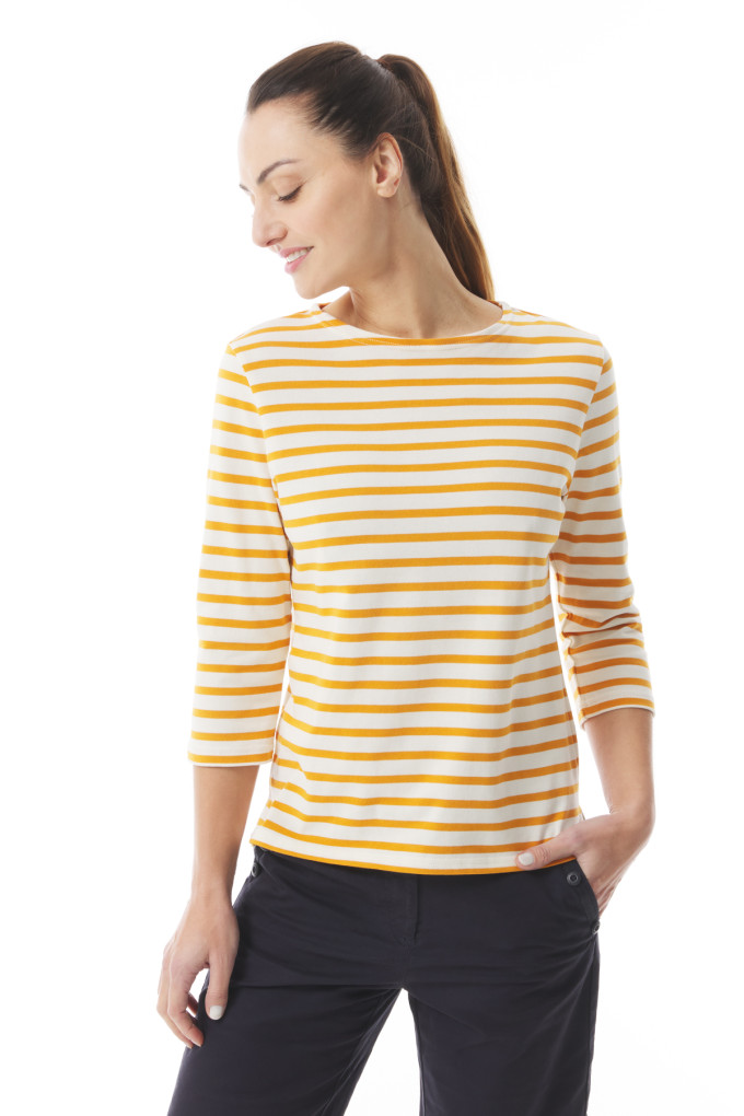 Marinière bicolore Femme jaune orangé | Mousqueton