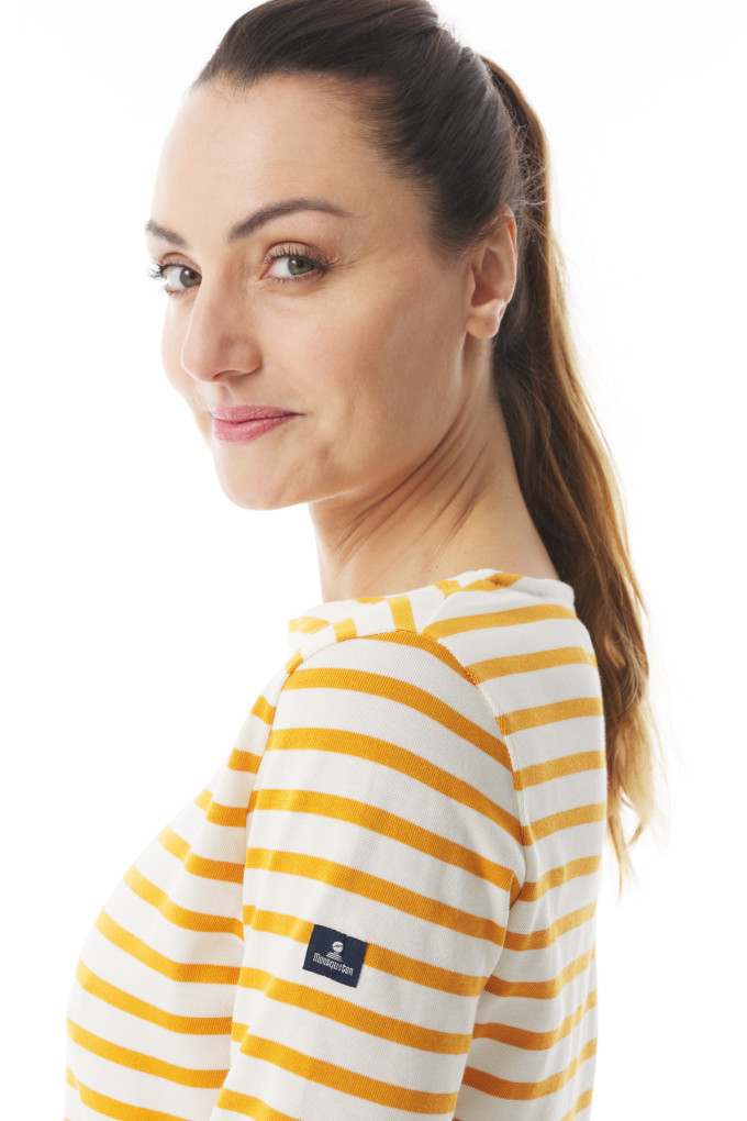 Marinière bicolore Femme jaune orangé | Mousqueton