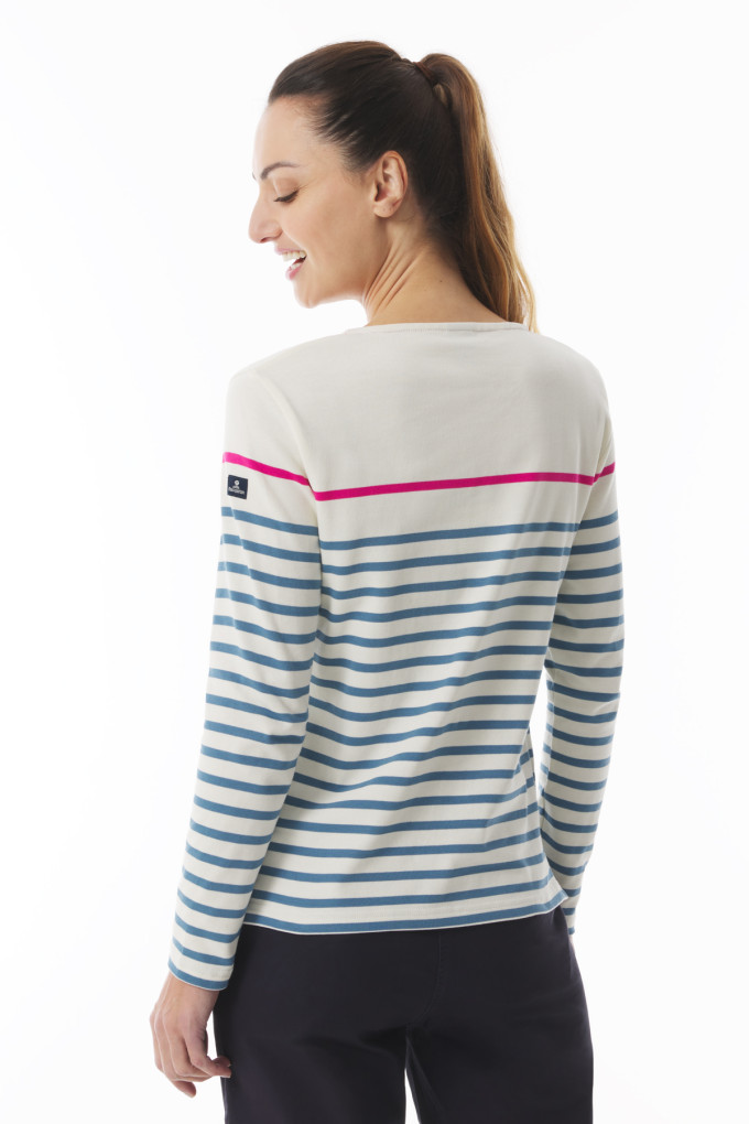 Marinière bleu et rose Femme | Mousqueton