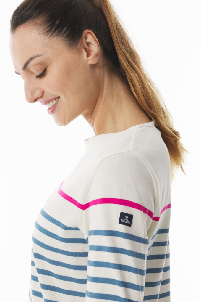 Marinière bleu et rose Femme | Mousqueton
