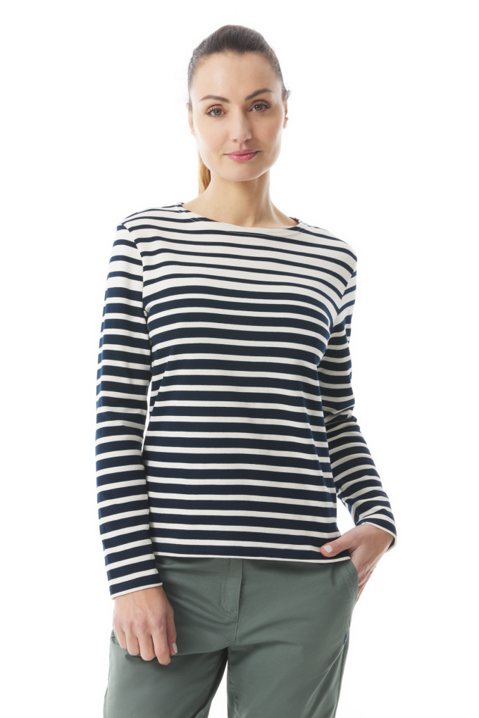 Marinière manches longues bicolore marine et écru | Mousqueton