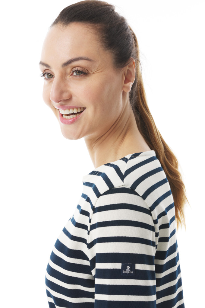 Marinière manches longues bicolore marine et écru | Mousqueton