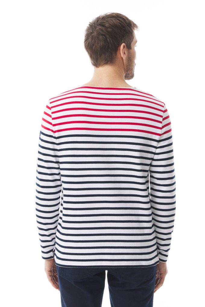 Marinière manches longues Homme bicolore marine et rouge | Mousqueton