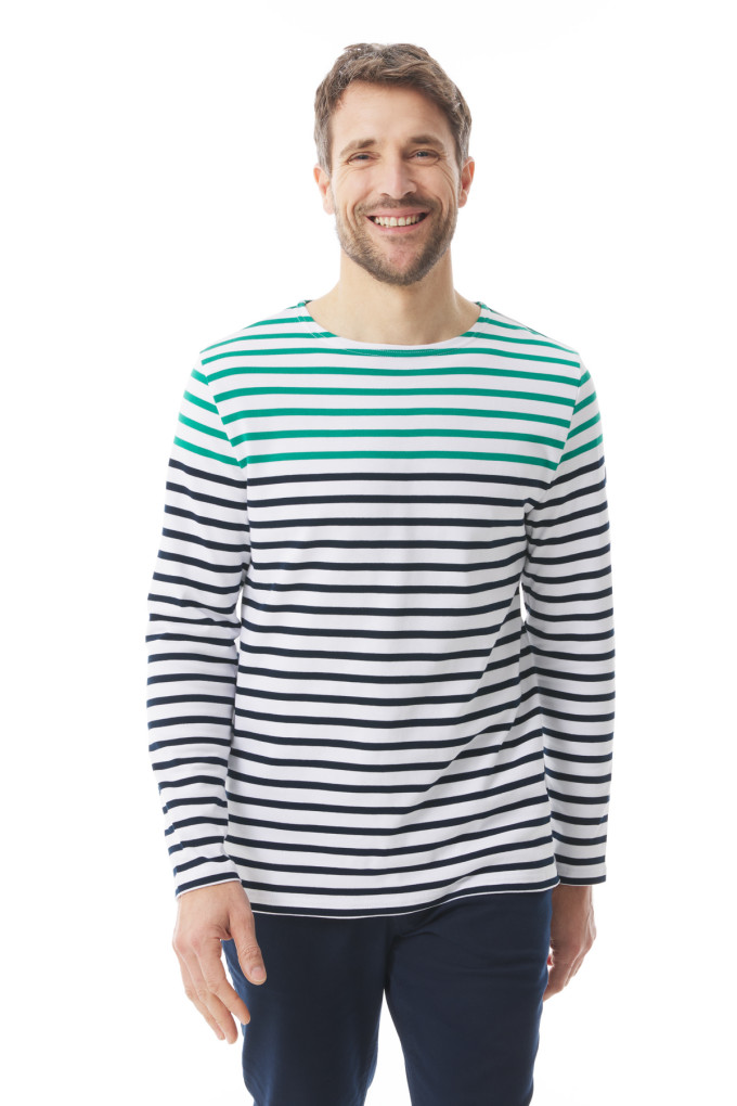 Marinière manches longues Homme bicolore marine et vert | Mousqueton