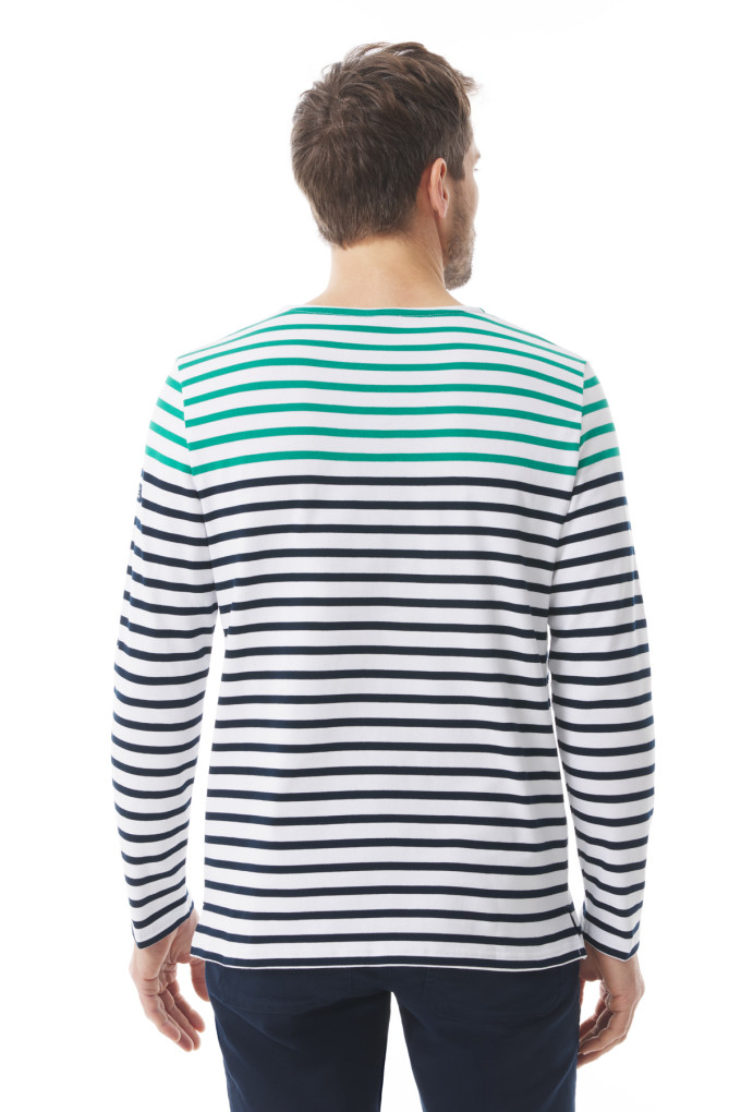 Marinière manches longues Homme bicolore marine et vert | Mousqueton