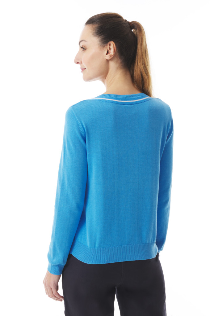 Women's sky blue boat neck sweater | Mousqueton