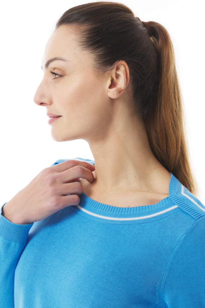 Women's sky blue boat neck sweater | Mousqueton