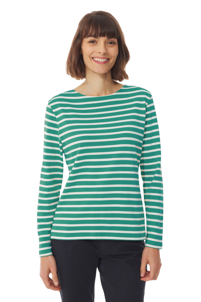 Marinière bicolore femme vert jade | Mousqueton