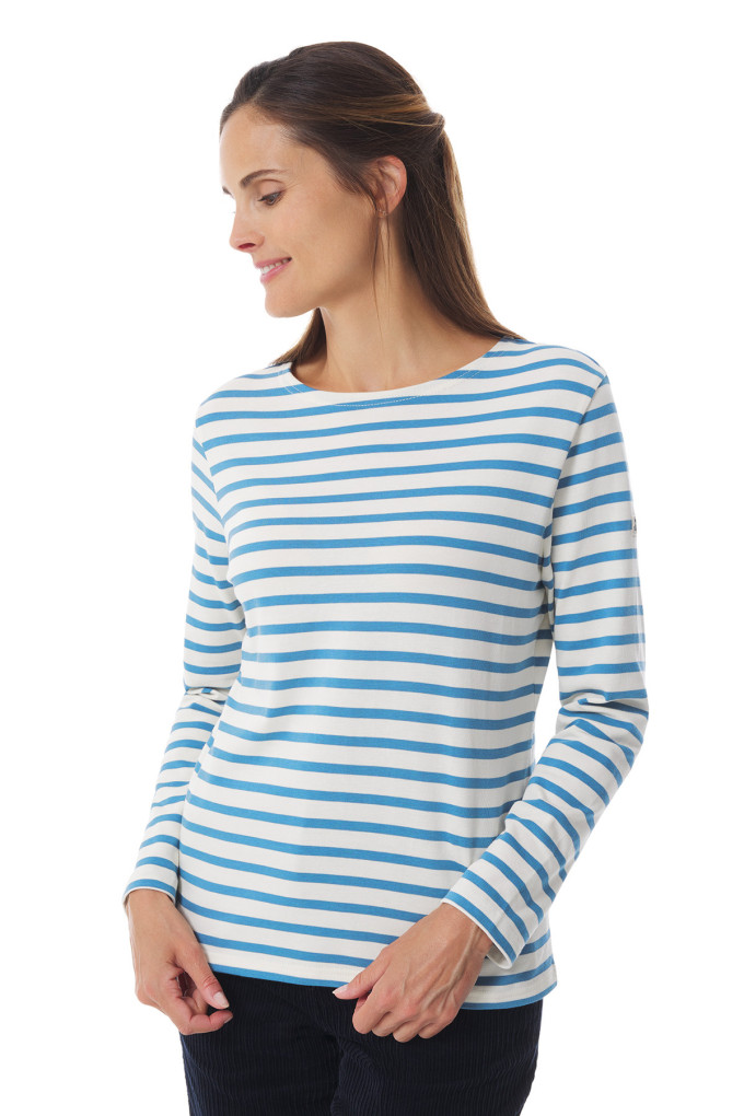 Marinière bicolore femme bleu ciel | Mousqueton