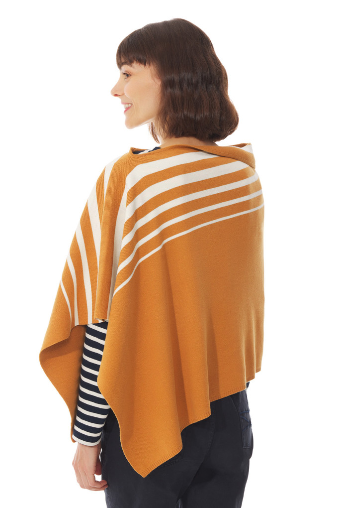 Poncho femme rayé jaune orangé | Mousqueton