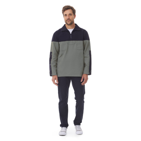 Vareuse bicolore homme vert kaki et bleu marine | Mousqueton