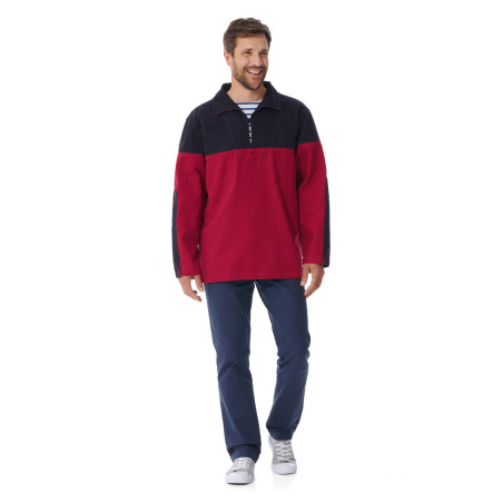 Vareuse bicolore homme rouge carmin et bleu marine | Mousqueton