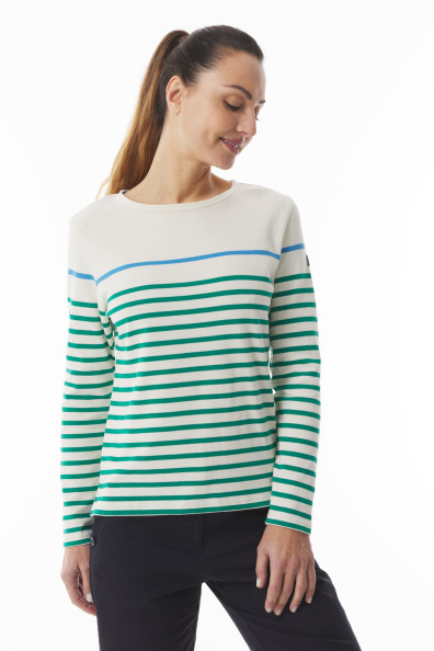 Marinière verte et bleu Femme | Mousqueton