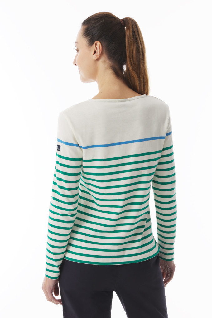 Marinière verte et bleu Femme | Mousqueton