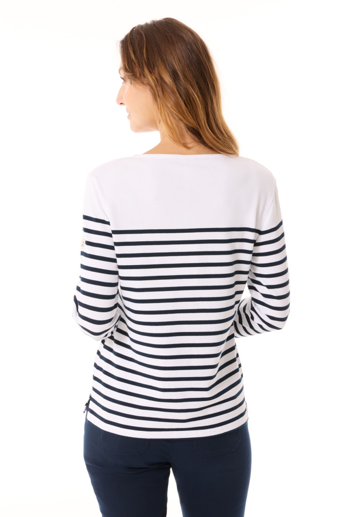 Stéphanie Veillard navy blue women's striped shirt | Mousqueton