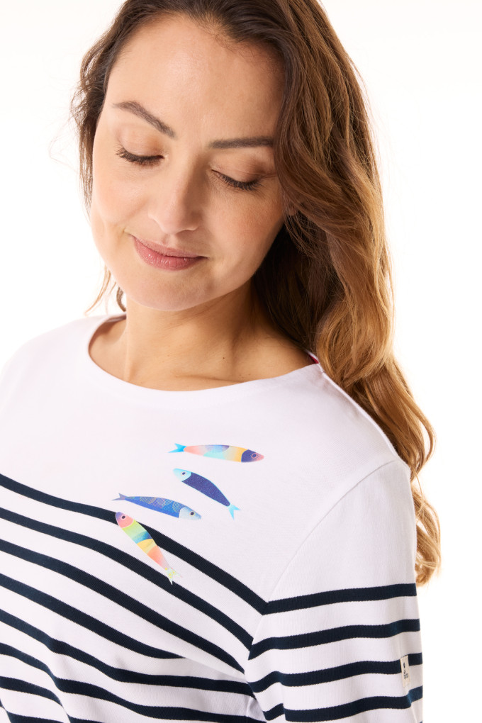 Stéphanie Veillard navy blue women's striped shirt | Mousqueton