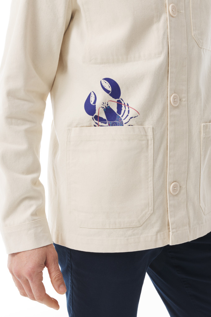 Stephanie Veillard ecru marled work shirt jacket | Mousqueton