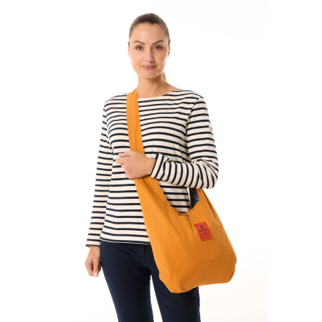 Sac bandoulière en toile jaune orangé | Mousqueton